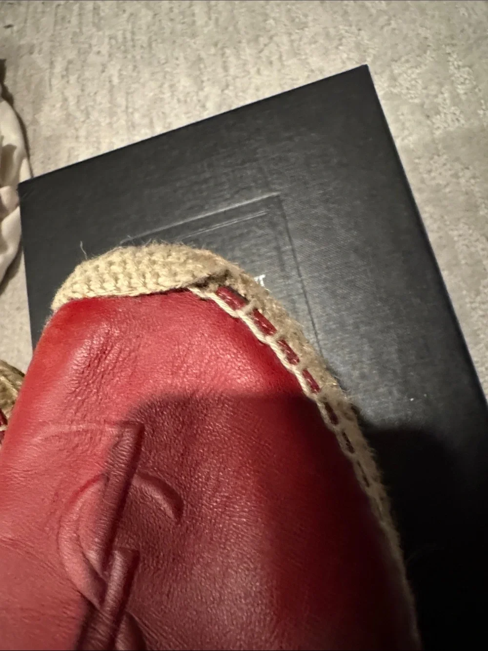 Yves Saint Laurent Red Leather Espadrille Flats